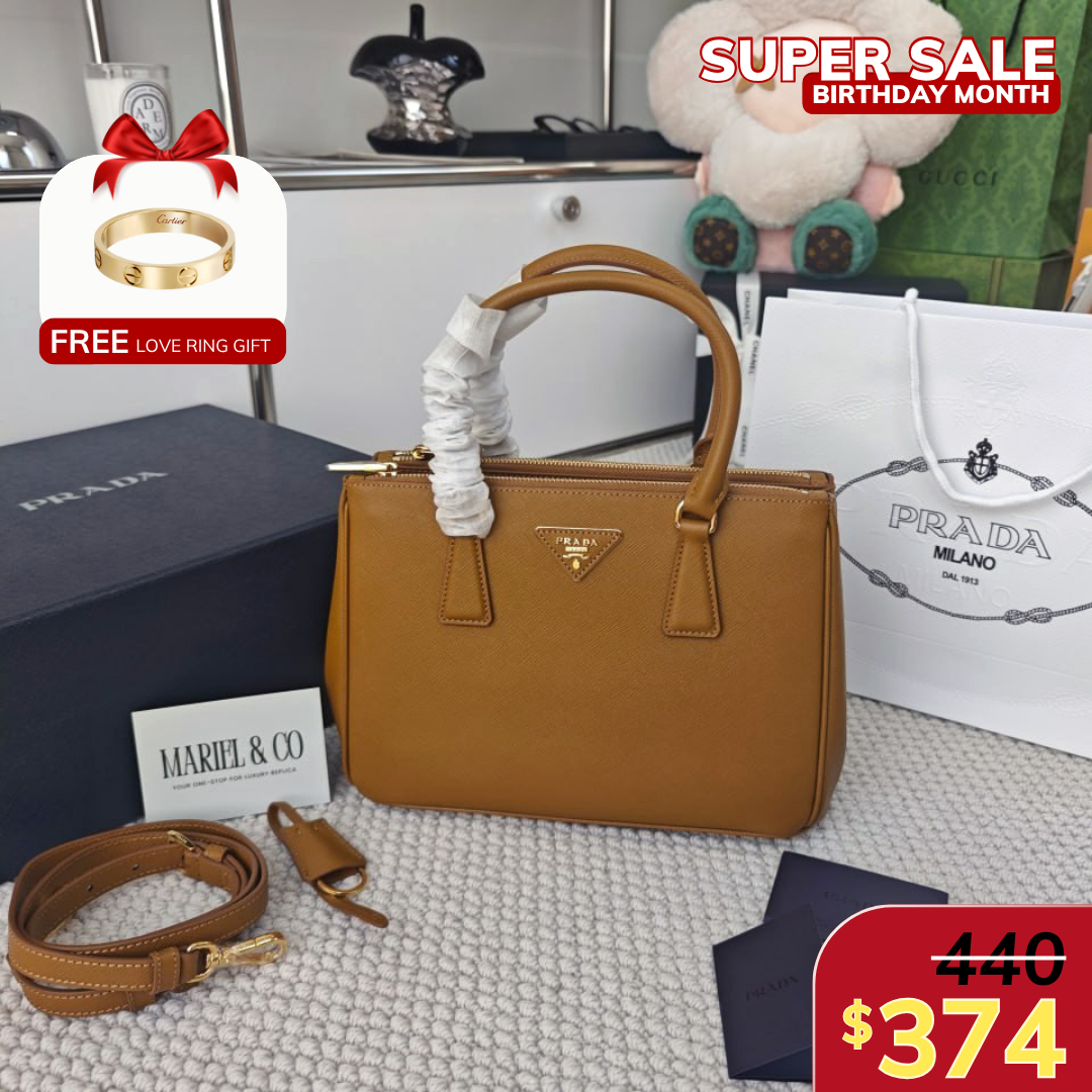 MEDIUM GALLERIA LEATHER BAG, CALFSKIN – CARAMEL
