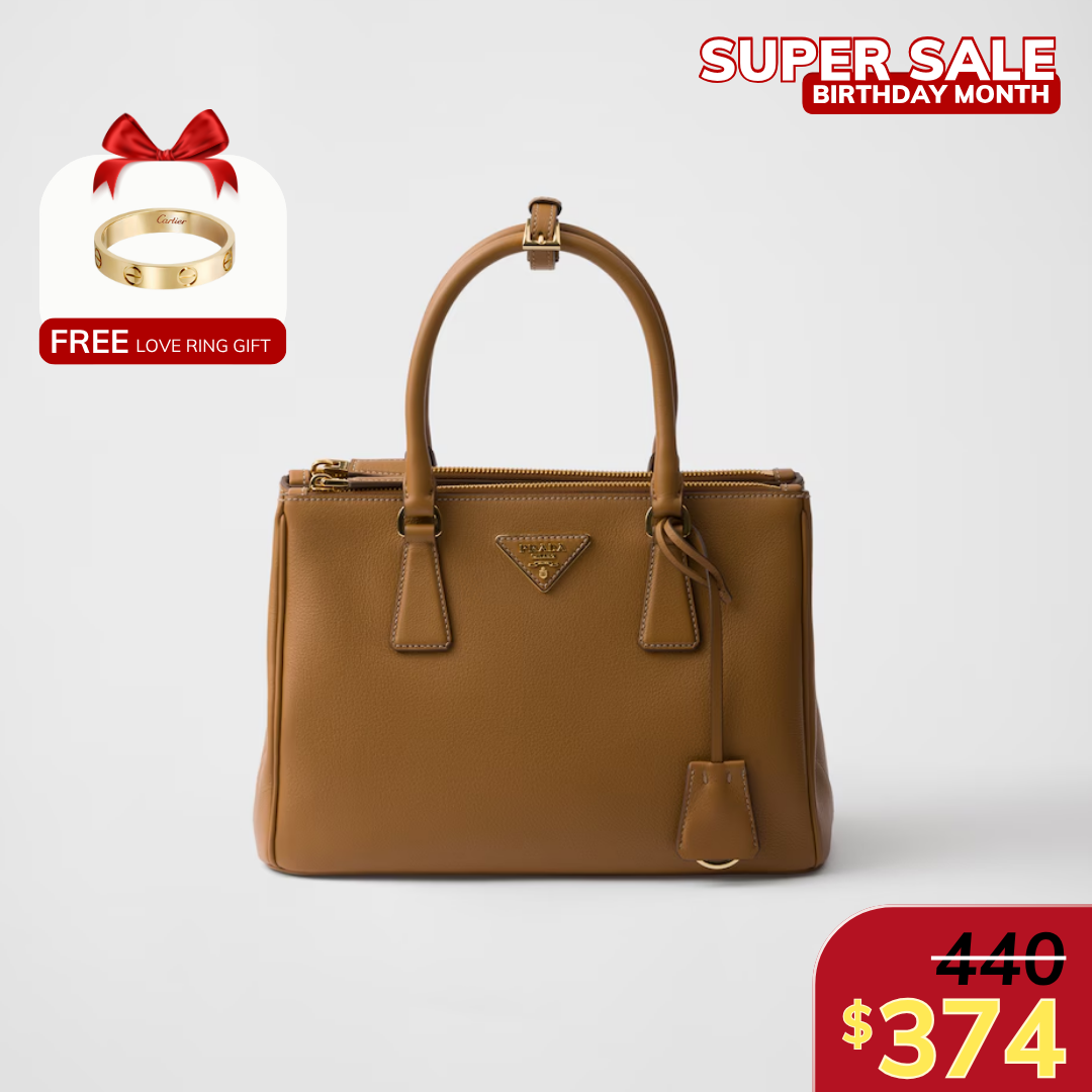 MEDIUM GALLERIA LEATHER BAG, CALFSKIN – CARAMEL