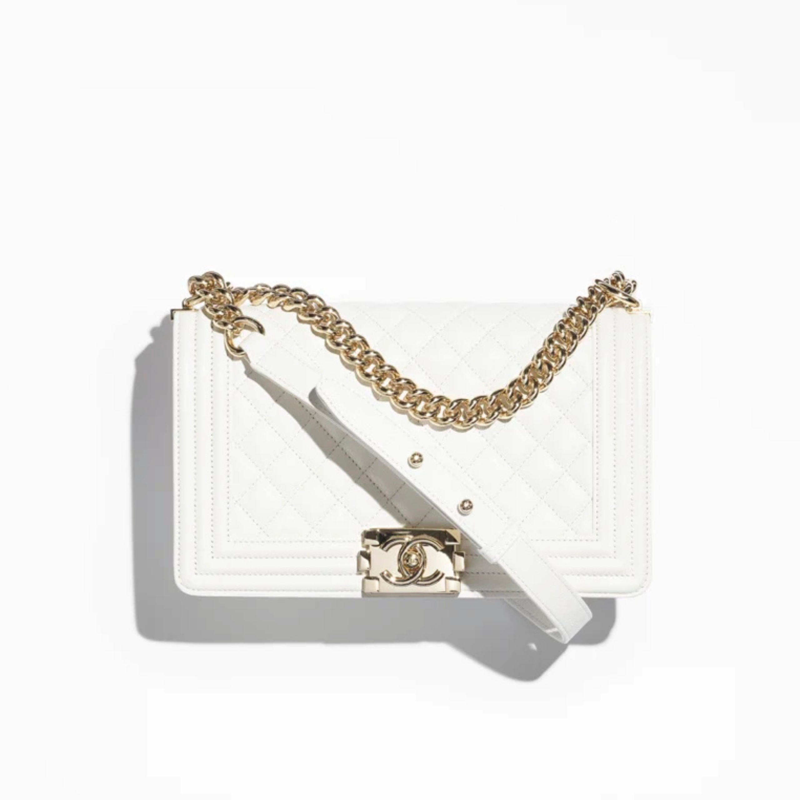 BOY HANDBAG, GRAINED CALFSKIN – WHITE