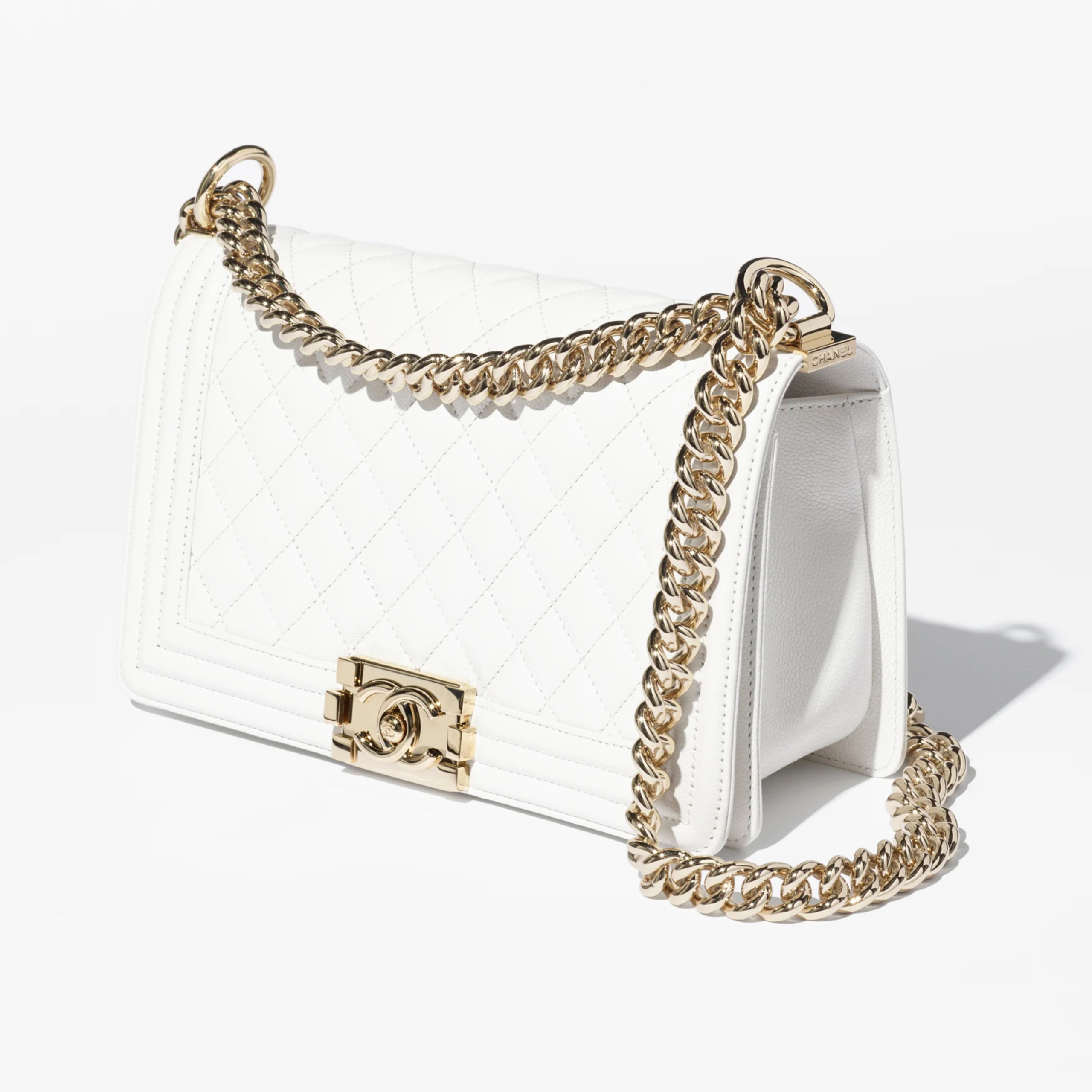 BOY HANDBAG, GRAINED CALFSKIN – WHITE
