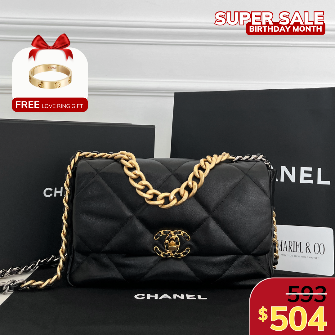 [CC] 19 LARGE HANDBAG, SHINY LAMBSKIN – BLACK