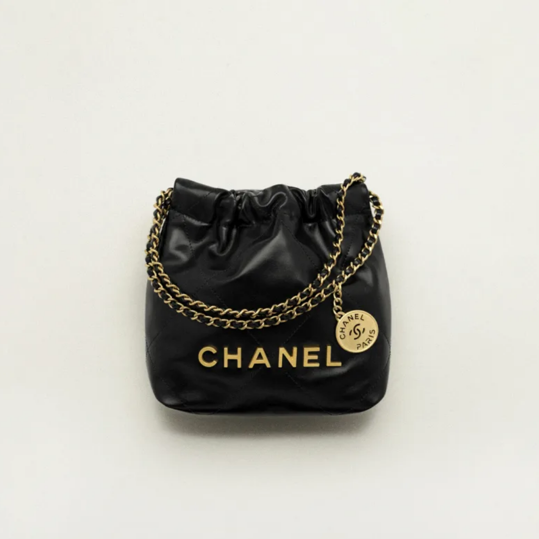 MINI HANDBAG, SHINY CALFSKIN – BLACK
