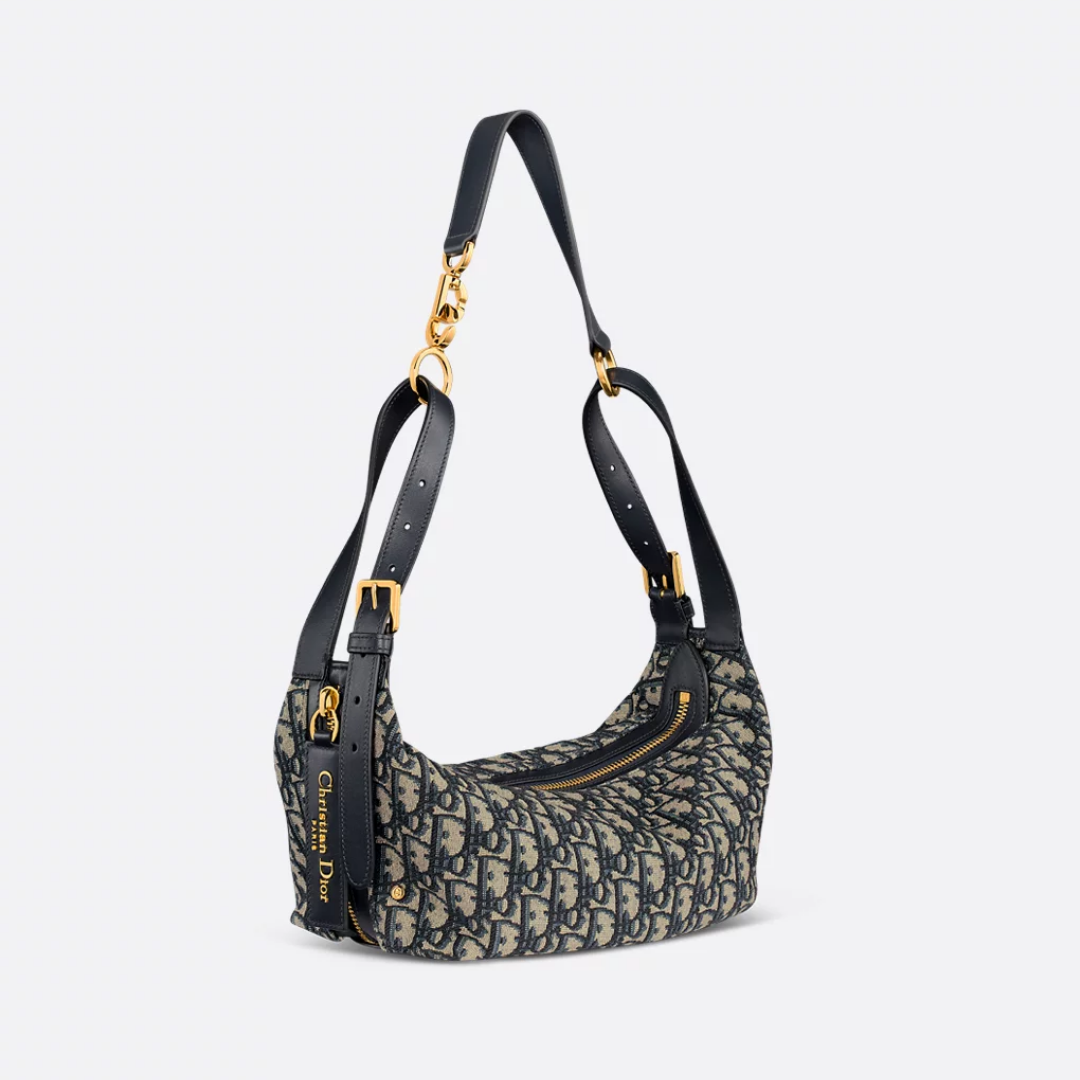 SMALL D-JOURNEY BAG, CALFSKIN – BLUE OBLIQUE JACQUARD