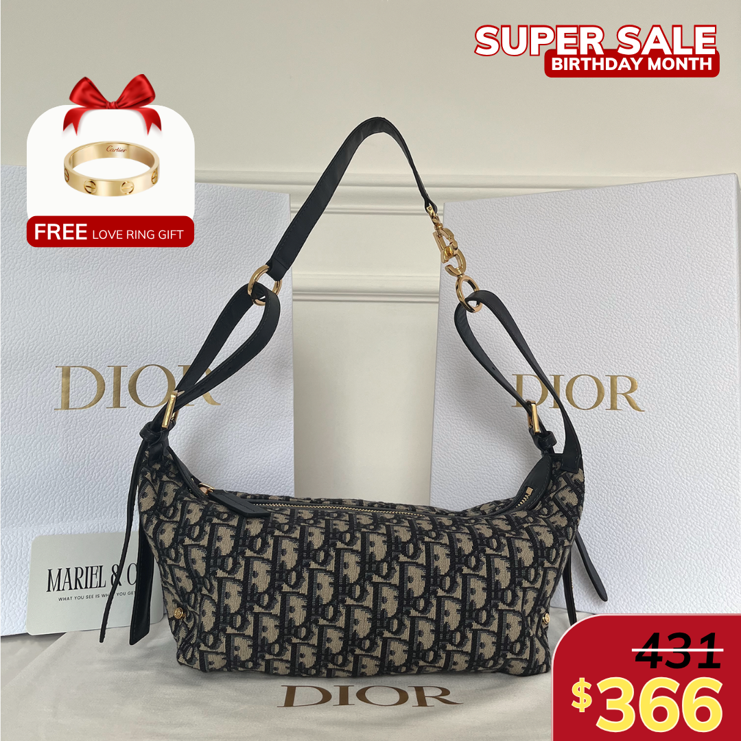 [CD] SMALL D-JOURNEY BAG, CALFSKIN – BLUE OBLIQUE JACQUARD