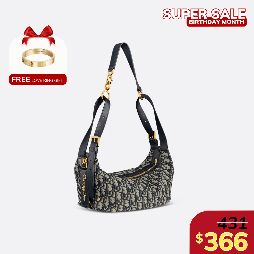 [CD] SMALL D-JOURNEY BAG, CALFSKIN – BLUE OBLIQUE JACQUARD