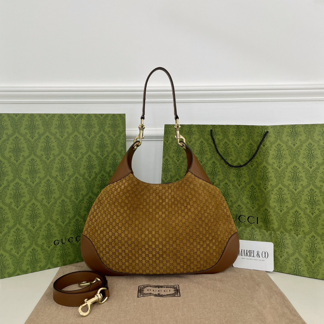 LARGE SHOULDER BAG, BROWN LEATHER – BROWN SUEDE