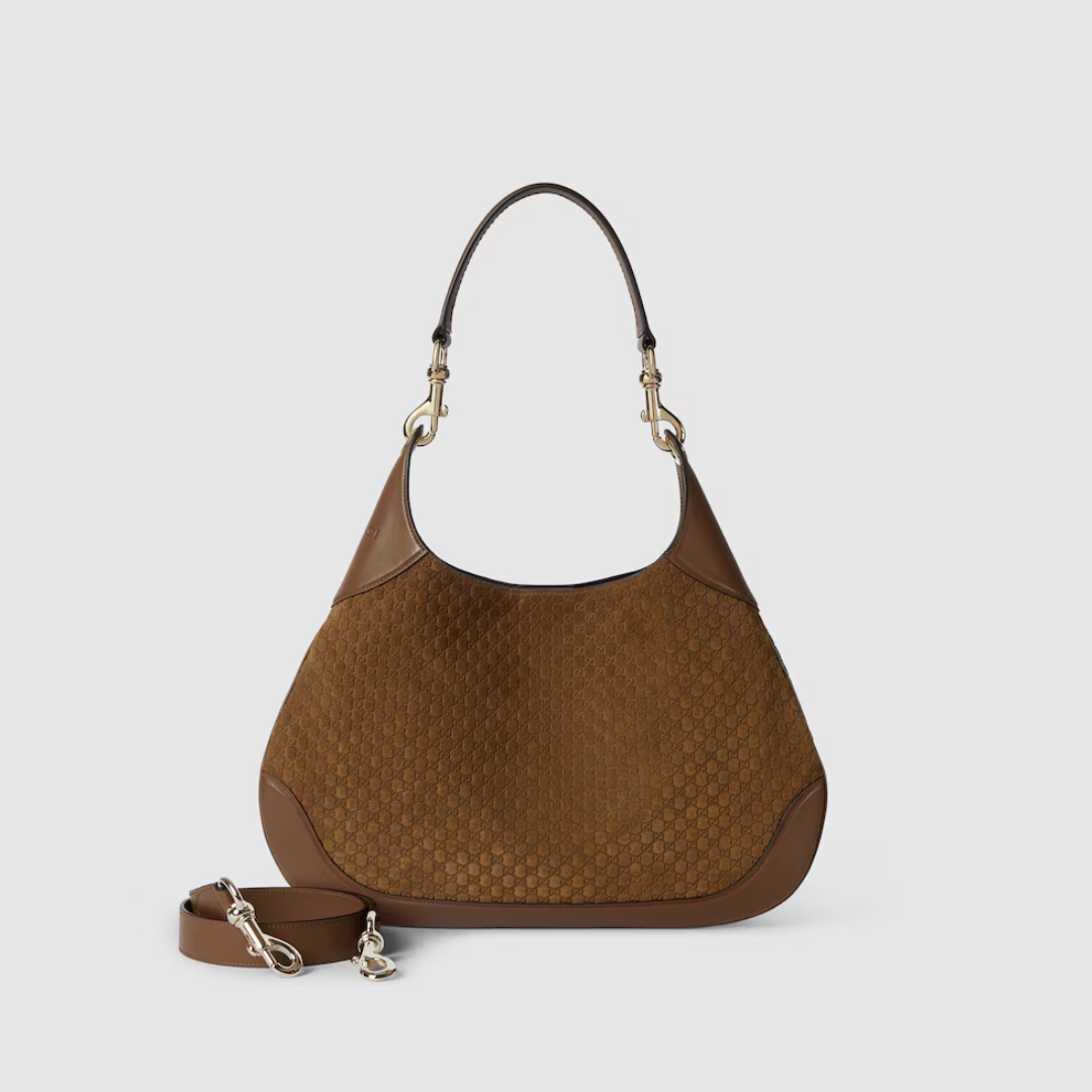 LARGE SHOULDER BAG, BROWN LEATHER – BROWN SUEDE