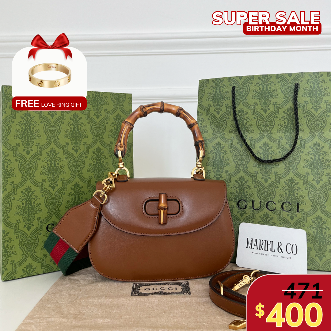 [GG] BAMBOO 1947 SMALL TOP HANDLE BAG, CUIR LEATHER – BROWN