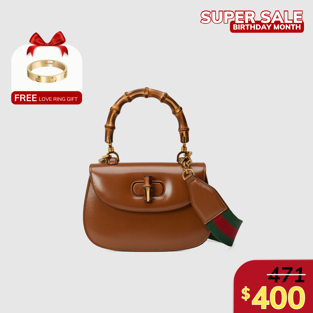 [GG] BAMBOO 1947 SMALL TOP HANDLE BAG, CUIR LEATHER – BROWN