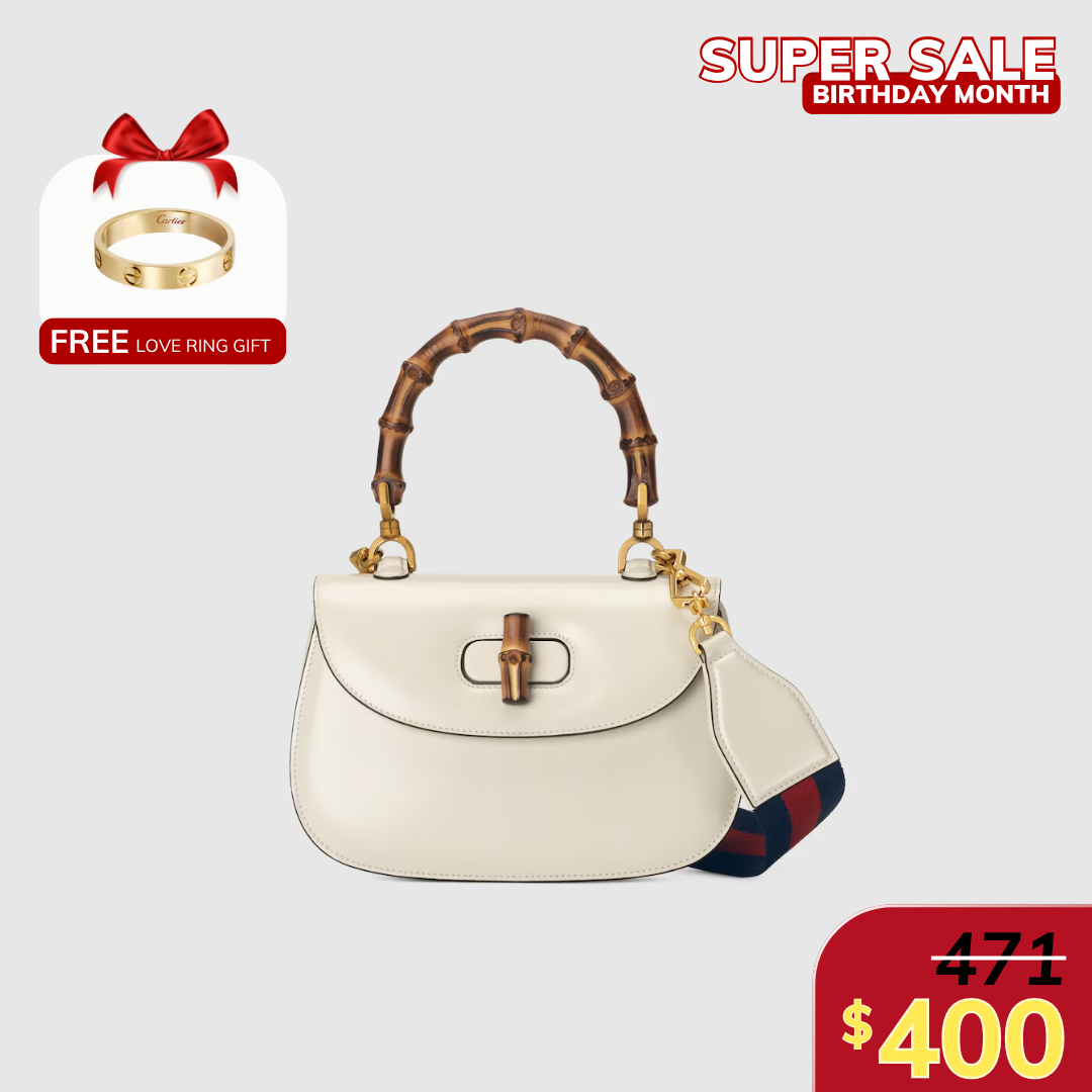 BAMBOO 1947 SMALL TOP HANDLE BAG, WHITE LEATHER – WHITE