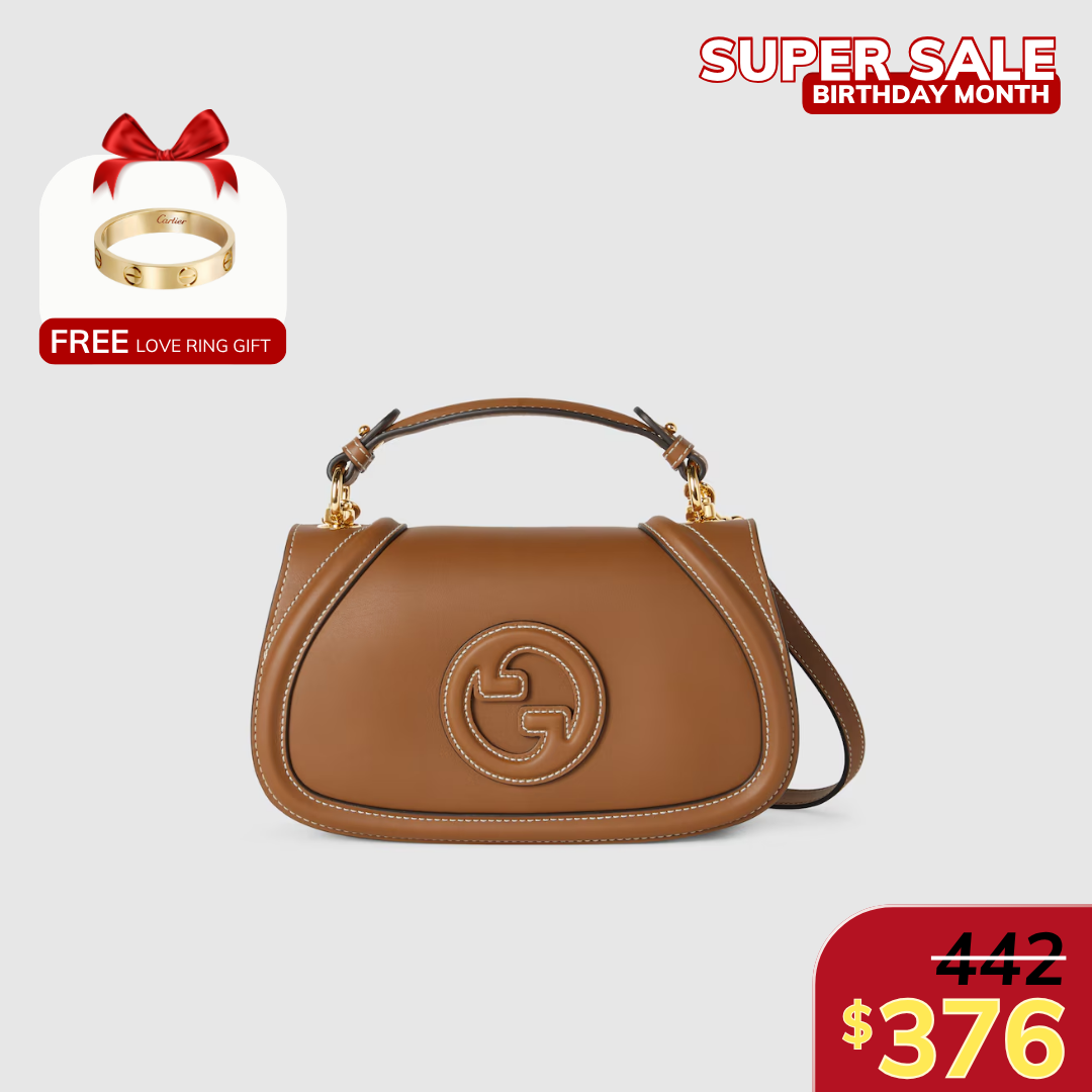 [GG] BLONDIE SMALL TOP HANDLE BAG, BROWN SMOOTH LEATHER – BROWN
