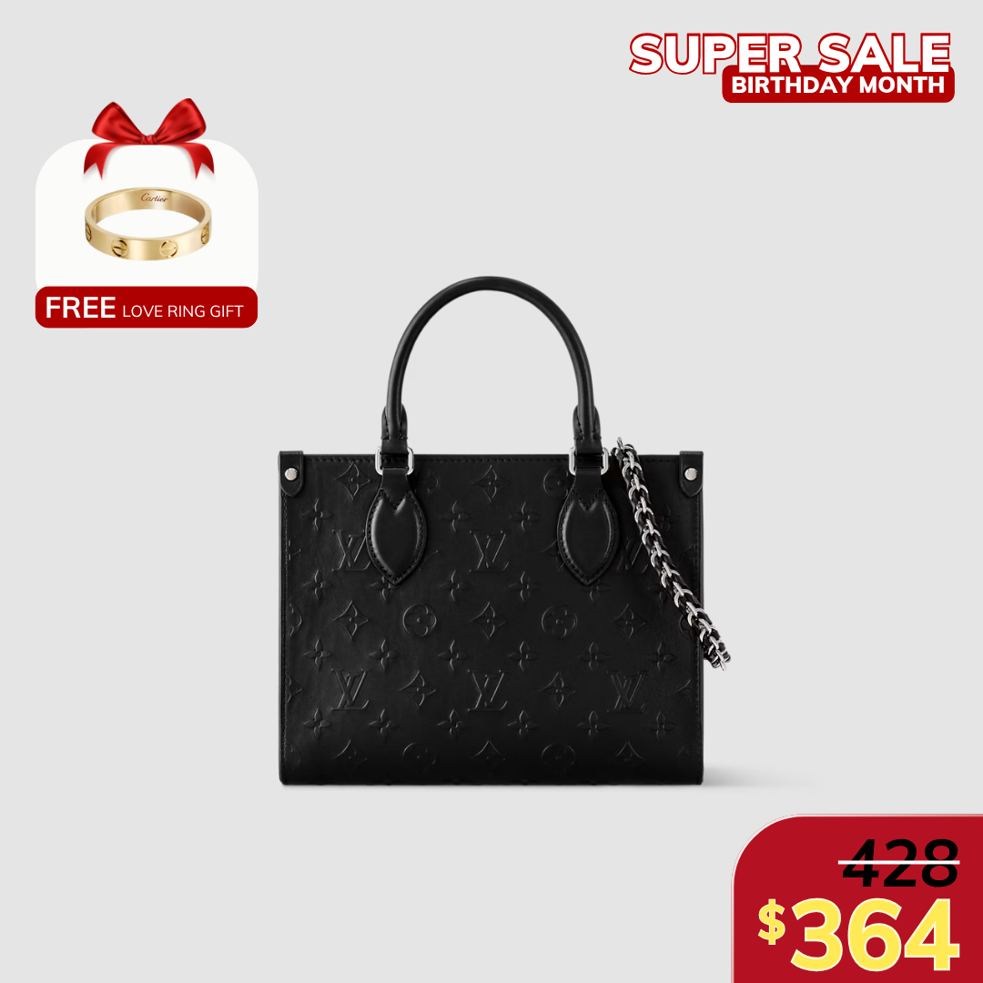[LV] ONTHEGO PM, CALF LEATHER – BLACK MONOGRAM EMPREINTE